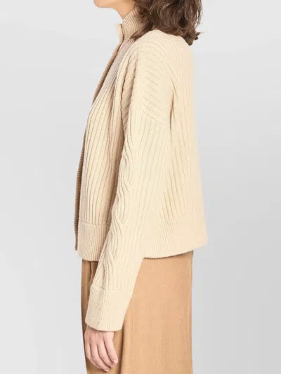 Max Mara Afelio Ribbed And Cable-knit Wool And Cashmere-blend Cardigan In Brown