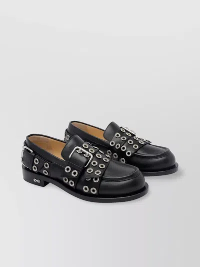 Mach&mach Mach & Mach Women Buckle Belt Vintage Loafers In Black