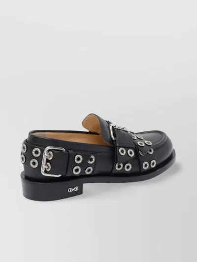 Mach&mach Mach & Mach Women Buckle Belt Vintage Loafers In Black
