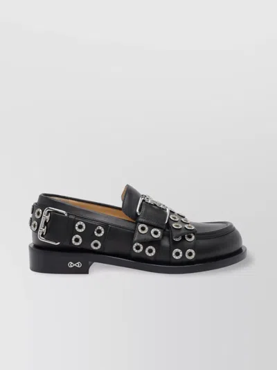 Mach&mach Mach & Mach Women Buckle Belt Vintage Loafers In Black