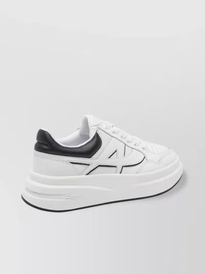 Ash Low Top Leather Sneakers With Platform Sole In White