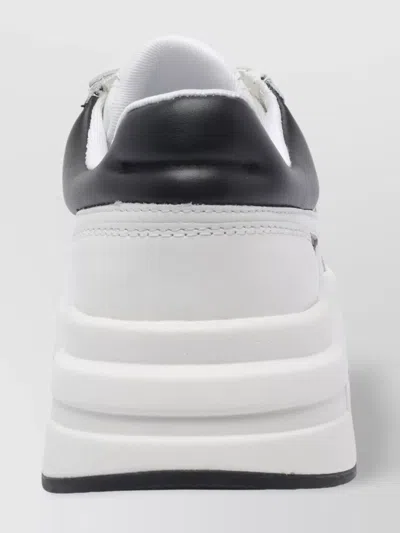 Ash Low Top Leather Sneakers With Platform Sole In White
