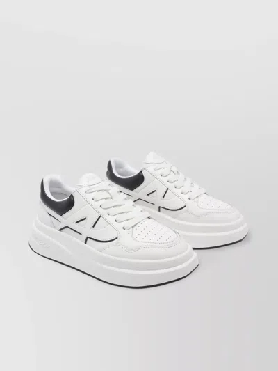 Ash Low Top Leather Sneakers With Platform Sole In White