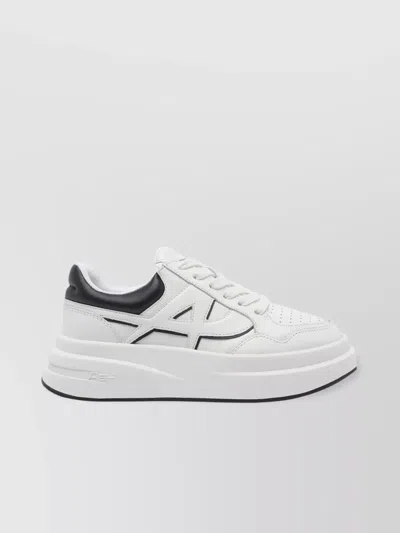 Ash Low Top Leather Sneakers With Platform Sole In White