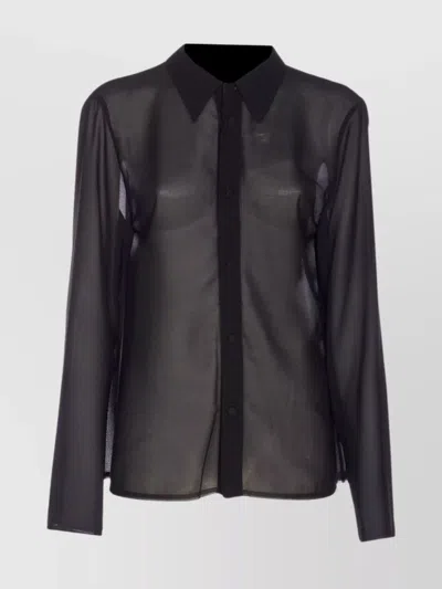Mm6 Maison Margiela Sheer Fabric Button-down Shirt With Regular Collar In Black