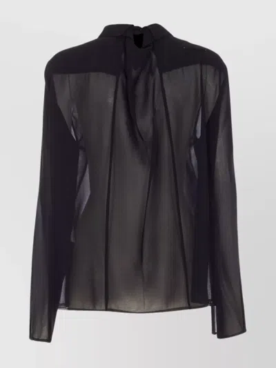 Mm6 Maison Margiela Sheer Fabric Button-down Shirt With Regular Collar In Black