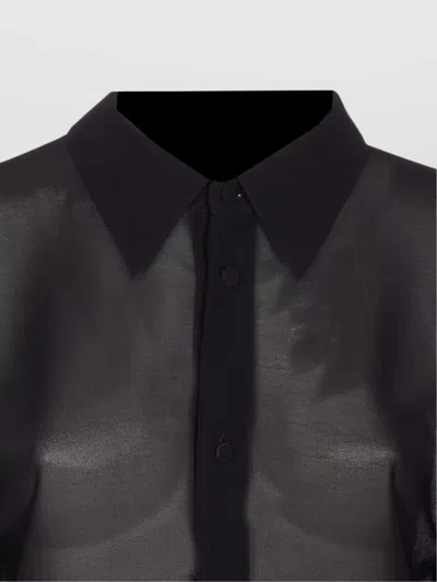 Mm6 Maison Margiela Sheer Fabric Button-down Shirt With Regular Collar In Black