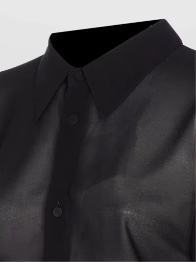 Mm6 Maison Margiela Sheer Fabric Button-down Shirt With Regular Collar In Black