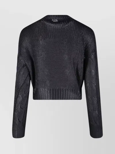 Diesel Cable Knit Crewneck Sweater In Black