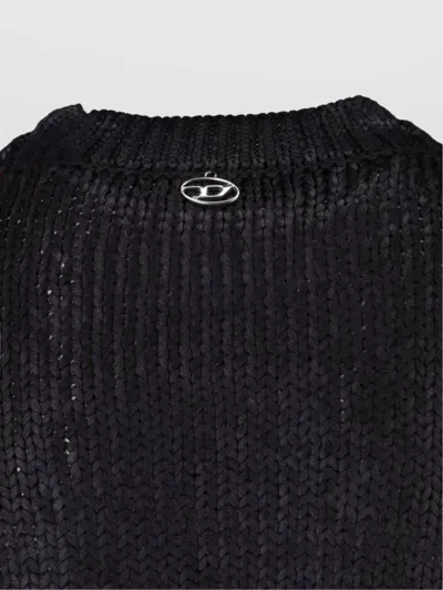 Diesel Cable Knit Crewneck Sweater In Black