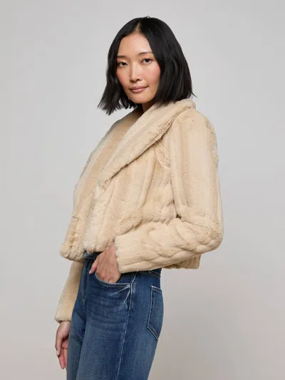 L'agence Davy Faux Fur Jacket In Neutral