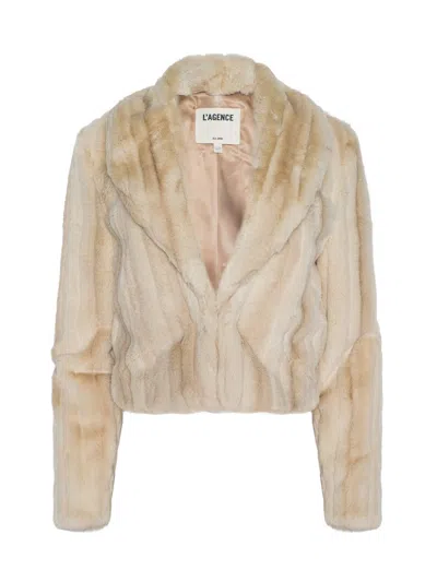 L'agence Davy Faux Fur Jacket In Neutral