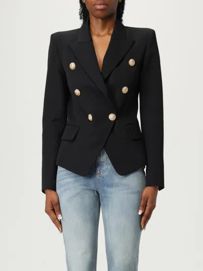 Balmain Wool Blazer With Flap Pockets And Gold-tone Buttons In Black