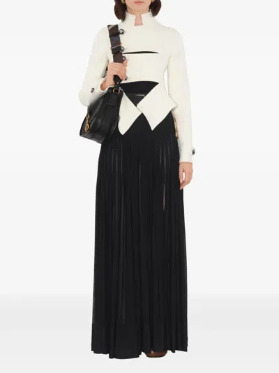 Burberry Pleated Maxi Skirt In Black