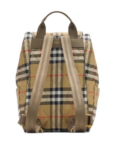 Burberry Horseshoe Checked-pattern Backpack In Nude