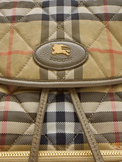 Burberry Horseshoe Checked-pattern Backpack In Nude