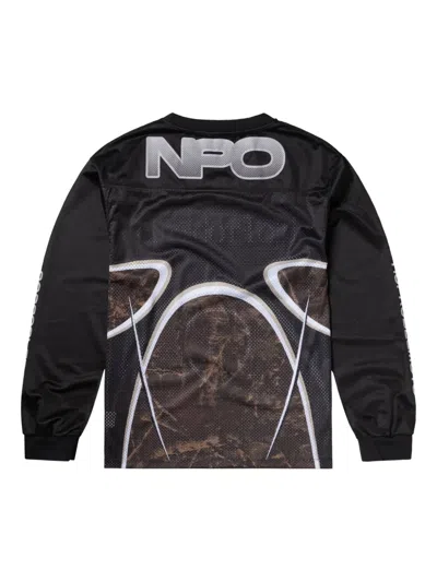 Aries Mesh-panel Long-sleeve T-shirt In Black