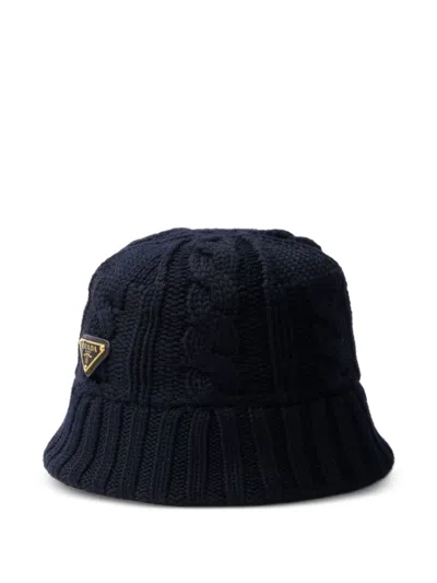 Prada Wool Bucket Hat In Blue