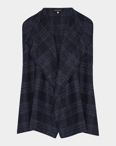 Eskandar A-line Drape Front Waistcoat (mid Plus Length) In Blue