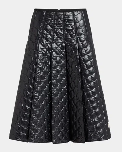 Moncler Black Padded Midi Skirt In Black