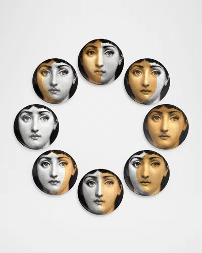Fornasetti Set Of 8 Moon Phase Plates In Black