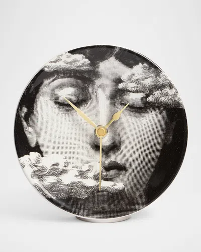 Fornasetti Figurative-print Table Clock In Black