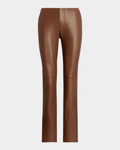 Ralph Lauren Bejamen Soft Leather Pants In Brown