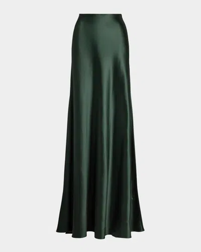 Ralph Lauren Long Silk Skirt Masina In Green