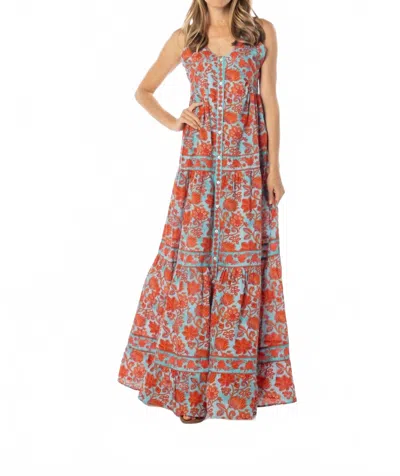 Bindu Cecilia Maxi Dress In Ruby/blue In Multi