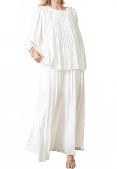 Joh Jackie Pleated 2 Piece Pant Set In White In White