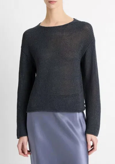Vince Coated Cotton Pullover In Night Lake In Gray