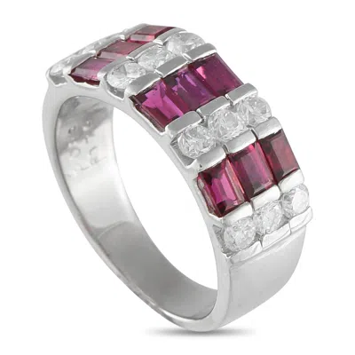 Lb Exclusive Platinum 0.83 Ct Diamond And 1.79 Ct Ruby Ring Mf18-073125 In Metallic