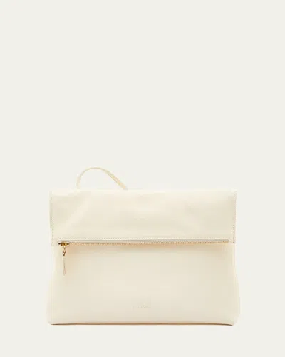 Il Bisonte Anna Fold-over Flap Leather Crossbody Bag In White