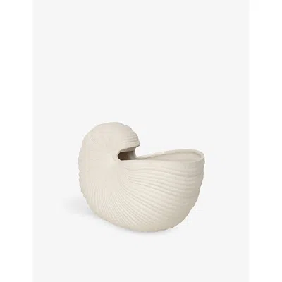 Ferm Living Shell-shaped Stoneware Pot 31cm In White