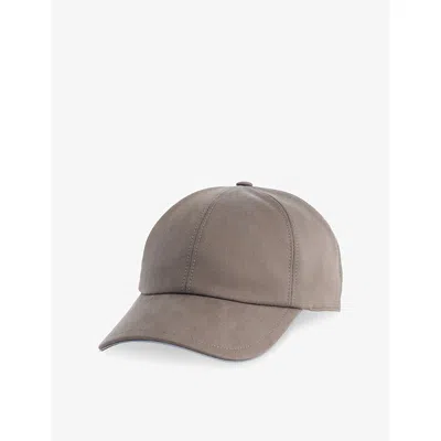 Eleventy Mens Cocoa Contrast Trim Silk Cap In Neutral