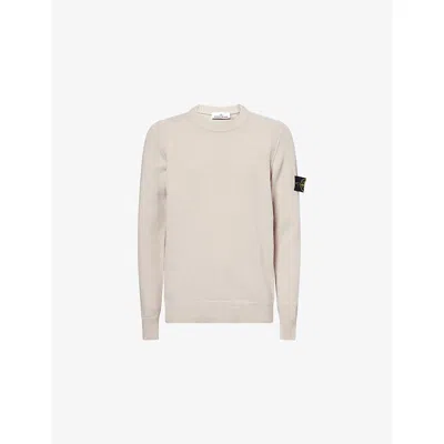 Stone Island Mens Desert Lambs-wool Crewneck Knitted Jumper In Neutral