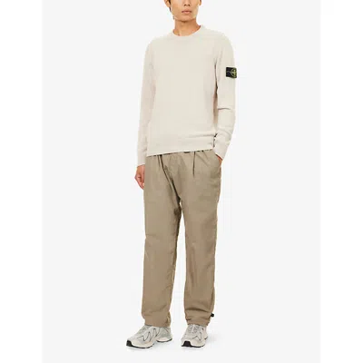 Stone Island Mens Desert Lambs-wool Crewneck Knitted Jumper In Neutral