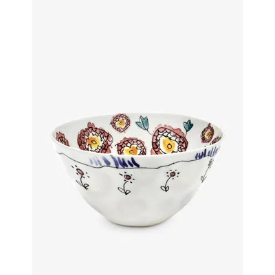 Marni Serax X  Anemone Milk Floral-motif Bone-china Serving Bowl 12cm Set Of Two In Multi
