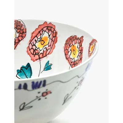 Marni Serax X  Anemone Milk Floral-motif Bone-china Serving Bowl 12cm Set Of Two In Multi