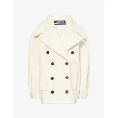 Jacquemus Double-breasted Virgin Wool Coat With Wide Lapel In White