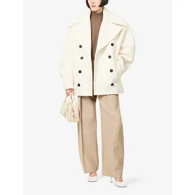 Jacquemus Double-breasted Virgin Wool Coat With Wide Lapel In White