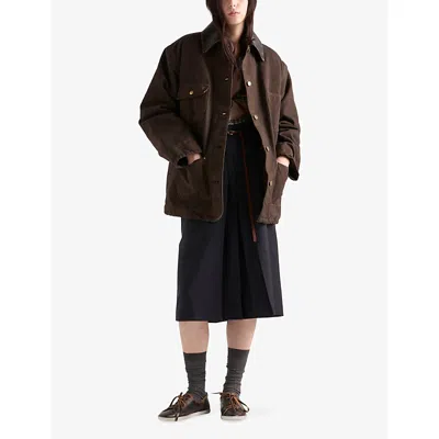 Prada Canvas Blouson Jacket In Brown