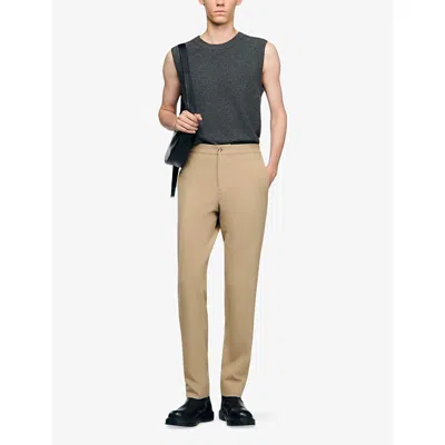 Sandro Mens Light Taupe High-rise Stretch-jersey Trousers In Burgundy