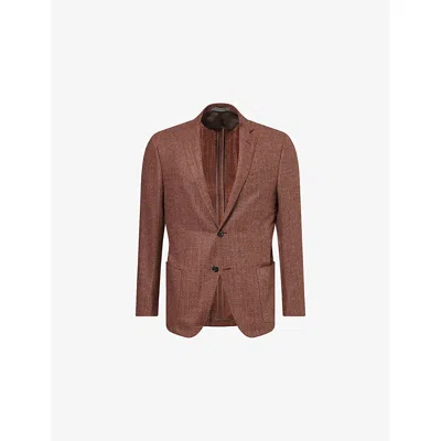 Corneliani Mens Dark Brown (ebony) Academy Notched-collar Wool-cashmere Blend Jacket In Black