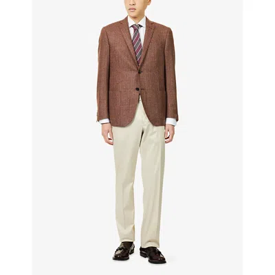 Corneliani Mens Dark Brown (ebony) Academy Notched-collar Wool-cashmere Blend Jacket In Black