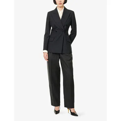 Gucci Womens Ardesia Grey Peak-lapel Double-breasted Wool Blazer In Gray