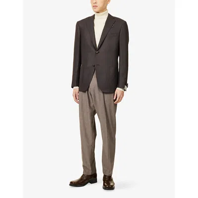 Corneliani Mens Dark Brown (ebony) Notched-lapel Long-sleeve Wool Blend Jacket In Black