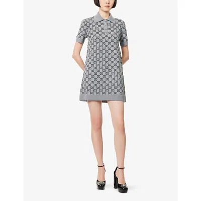 Gucci Gg Wool Dress With Ribbed Profiles In Brown