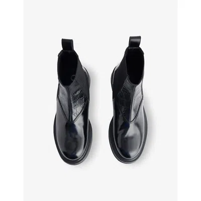 Gucci Black Leather Ankle Boot With Web Detail Men In Black