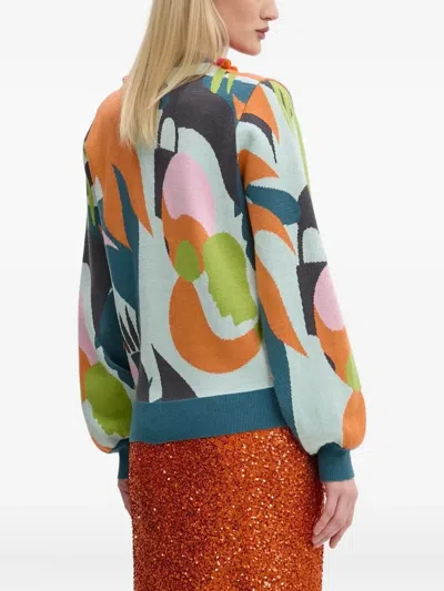 Never Fully Dressed Graphic-print Pom-pom Cardigan In Multi